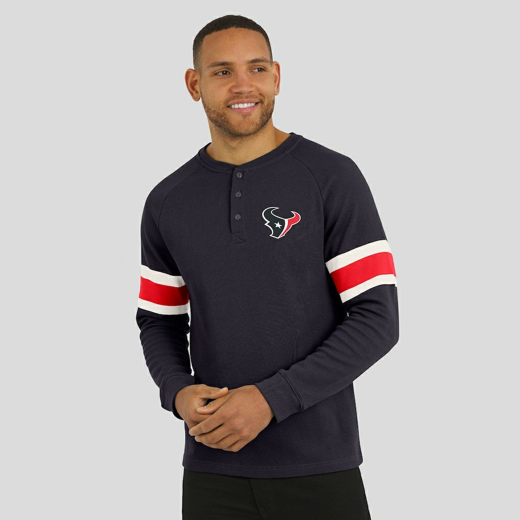 NFL Houston Texans Darius Rucker Collection Waffle-Knit Raglan Long Sleeve Henley T-Shirt