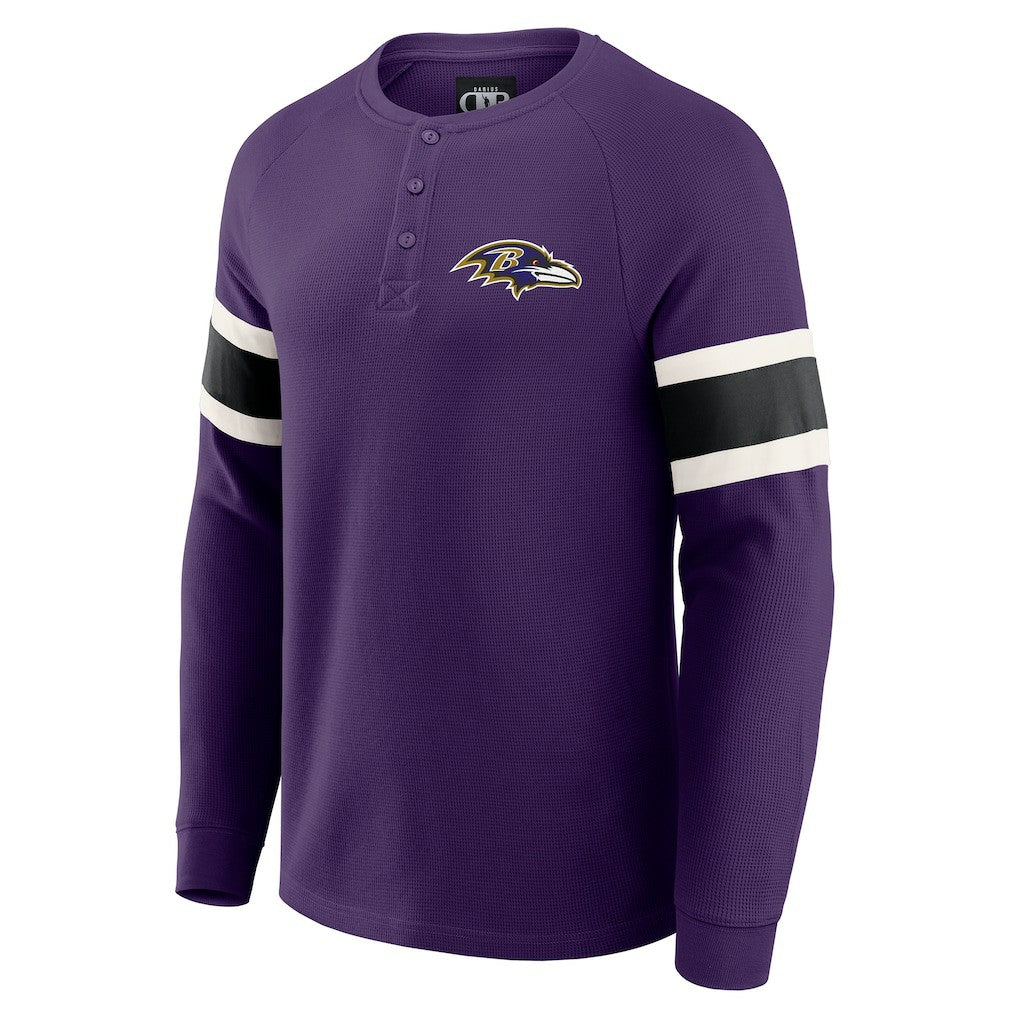 NFL Baltimore Ravens Darius Rucker Collection Waffle-Knit Raglan Long Sleeve Henley T-Shirt