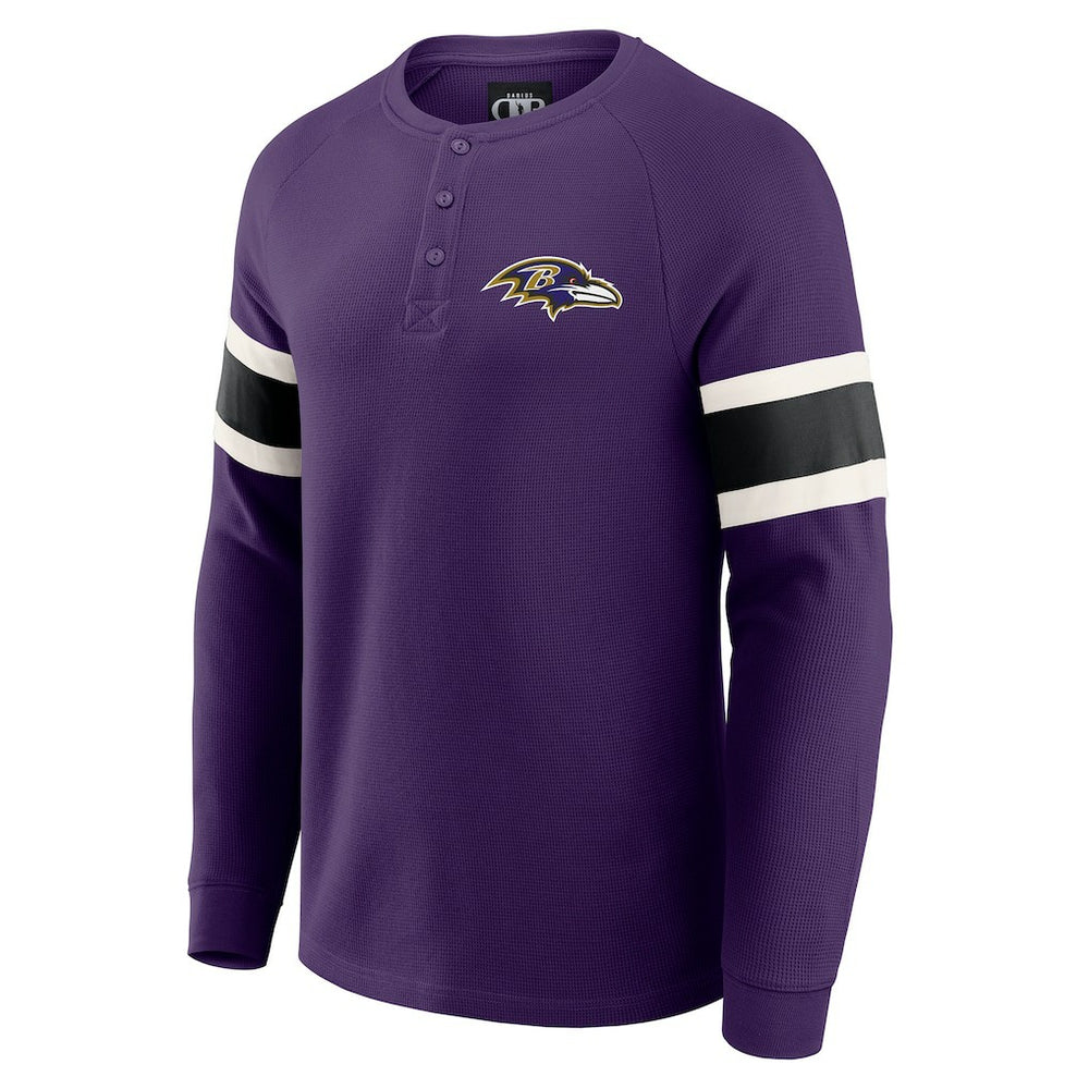 NFL Baltimore Ravens Darius Rucker Collection Waffle-Knit Raglan Long Sleeve Henley T-Shirt