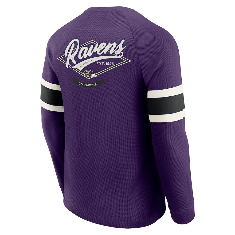 NFL Baltimore Ravens Darius Rucker Collection Waffle-Knit Raglan Long Sleeve Henley T-Shirt