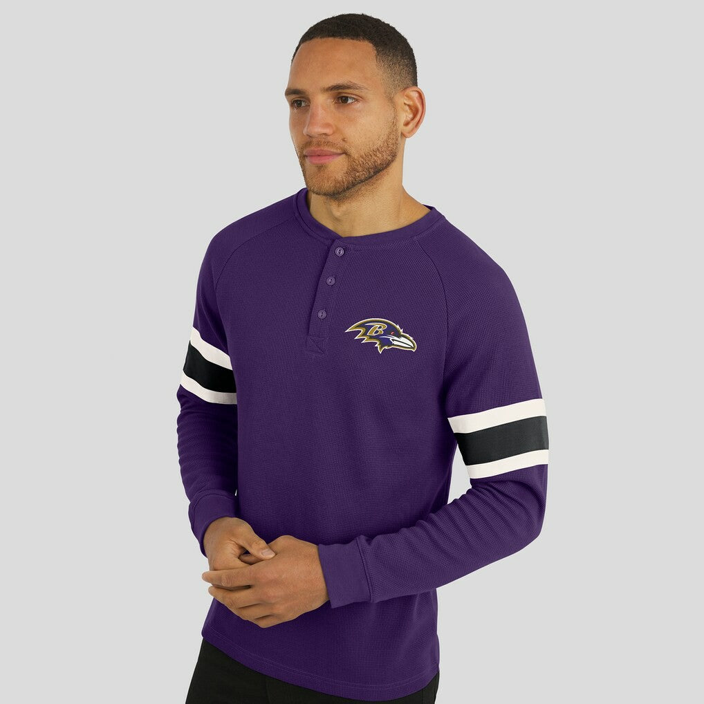 NFL Baltimore Ravens Darius Rucker Collection Waffle-Knit Raglan Long Sleeve Henley T-Shirt