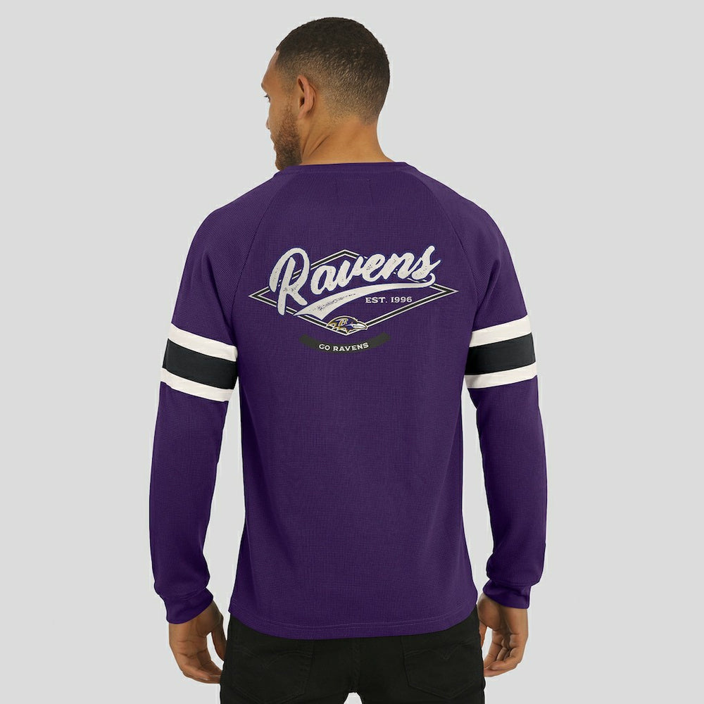 NFL Baltimore Ravens Darius Rucker Collection Waffle-Knit Raglan Long Sleeve Henley T-Shirt