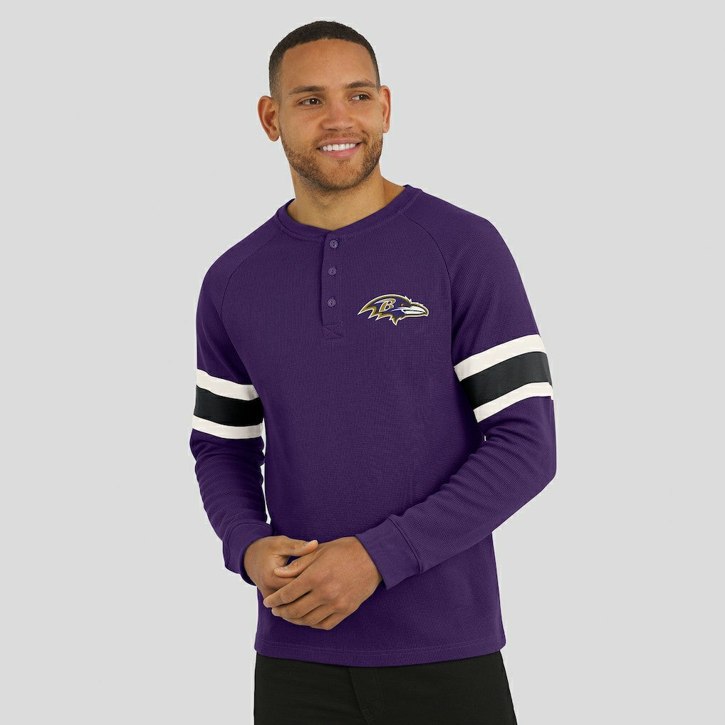 NFL Baltimore Ravens Darius Rucker Collection Waffle-Knit Raglan Long Sleeve Henley T-Shirt