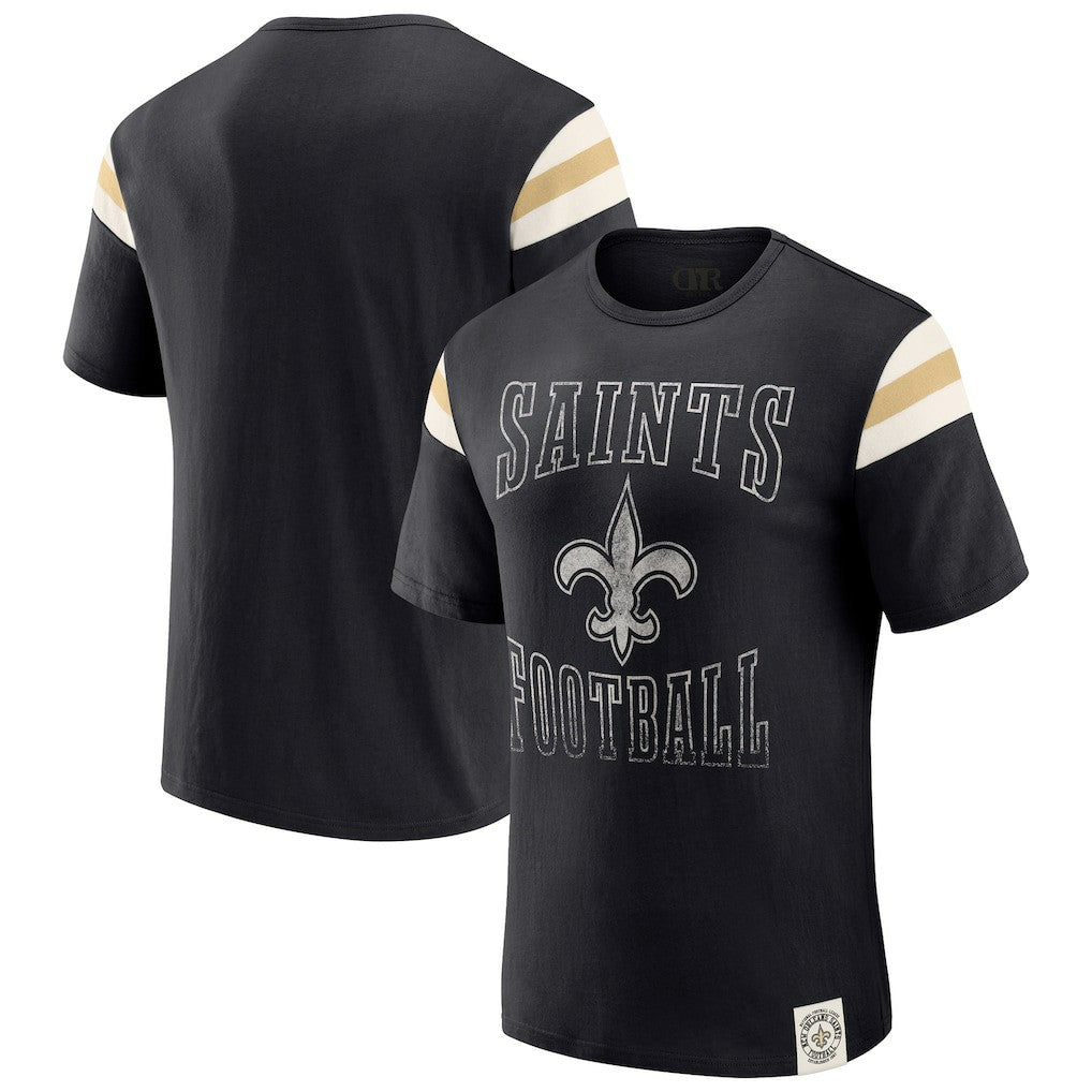 NFL New Orleans Saints Darius Rucker Collection Football Stripe Sleeve T-Shirt