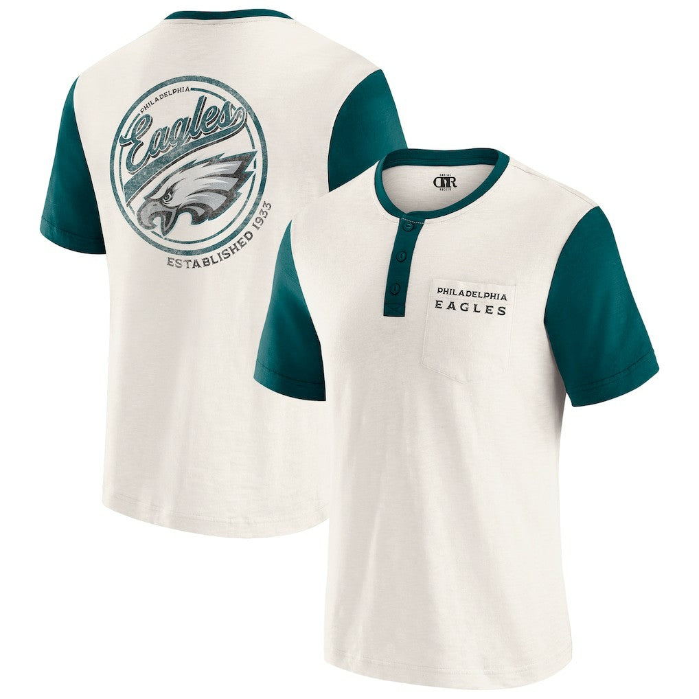 NFL Philadelphia Eagles Darius Rucker Collection Henley Colorblock Slub Pocket T-Shirt