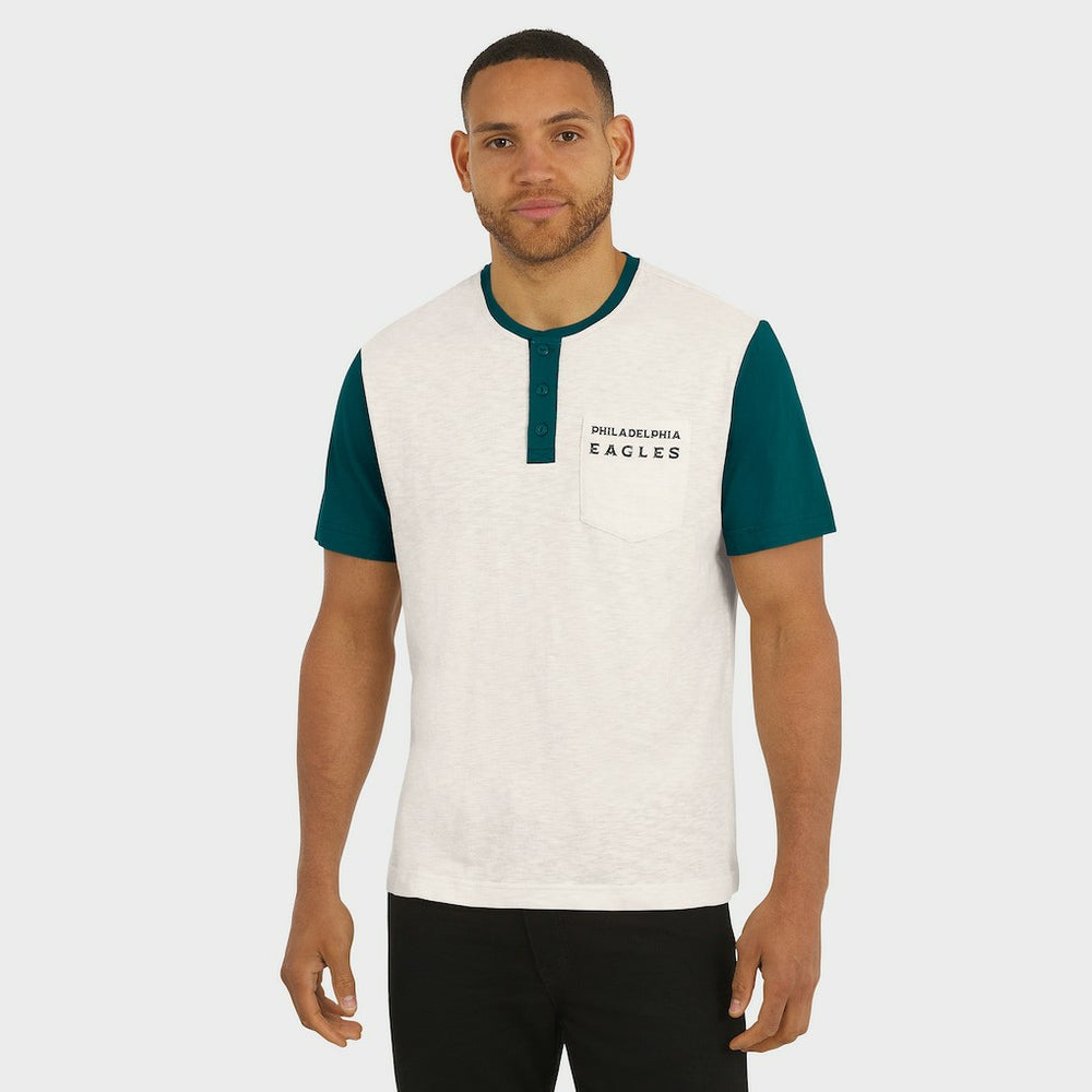 NFL Philadelphia Eagles Darius Rucker Collection Henley Colorblock Slub Pocket T-Shirt