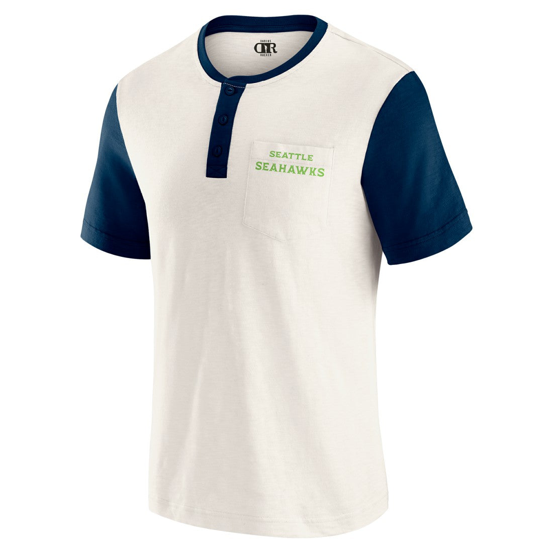 NFL Seattle Seahawks Darius Rucker Collection Henley Colorblock Slub Pocket T-Shirt