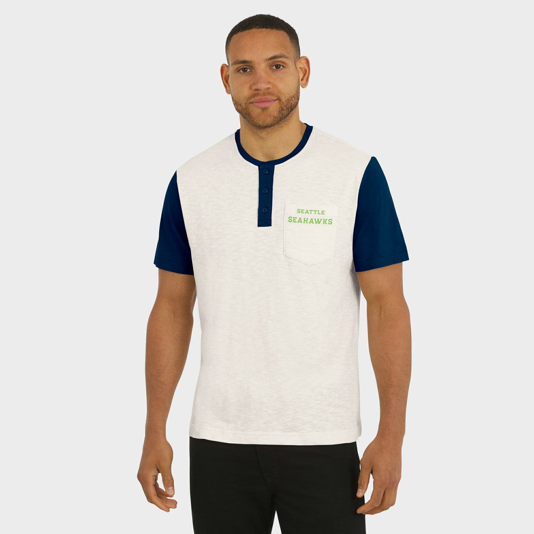 NFL Seattle Seahawks Darius Rucker Collection Henley Colorblock Slub Pocket T-Shirt