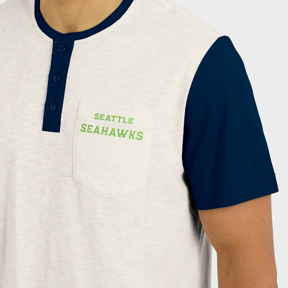 NFL Seattle Seahawks Darius Rucker Collection Henley Colorblock Slub Pocket T-Shirt