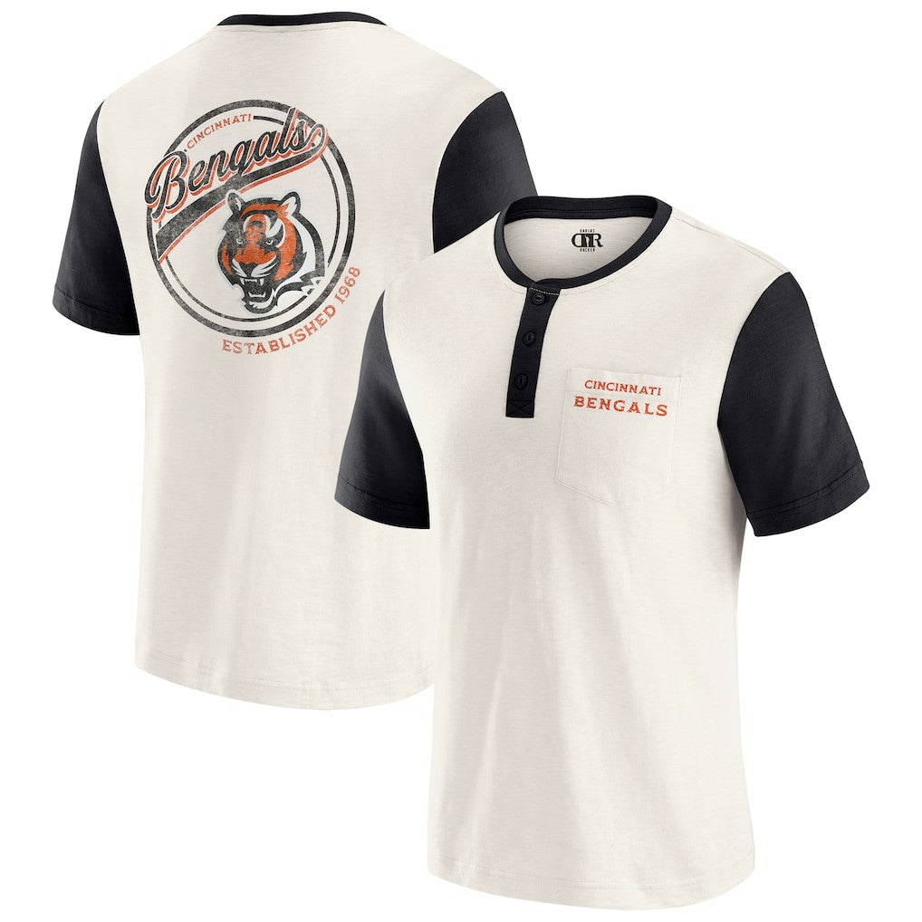 NFL Cincinnati Bengals Darius Rucker Collection Henley Colorblock Slub Pocket T-Shirt