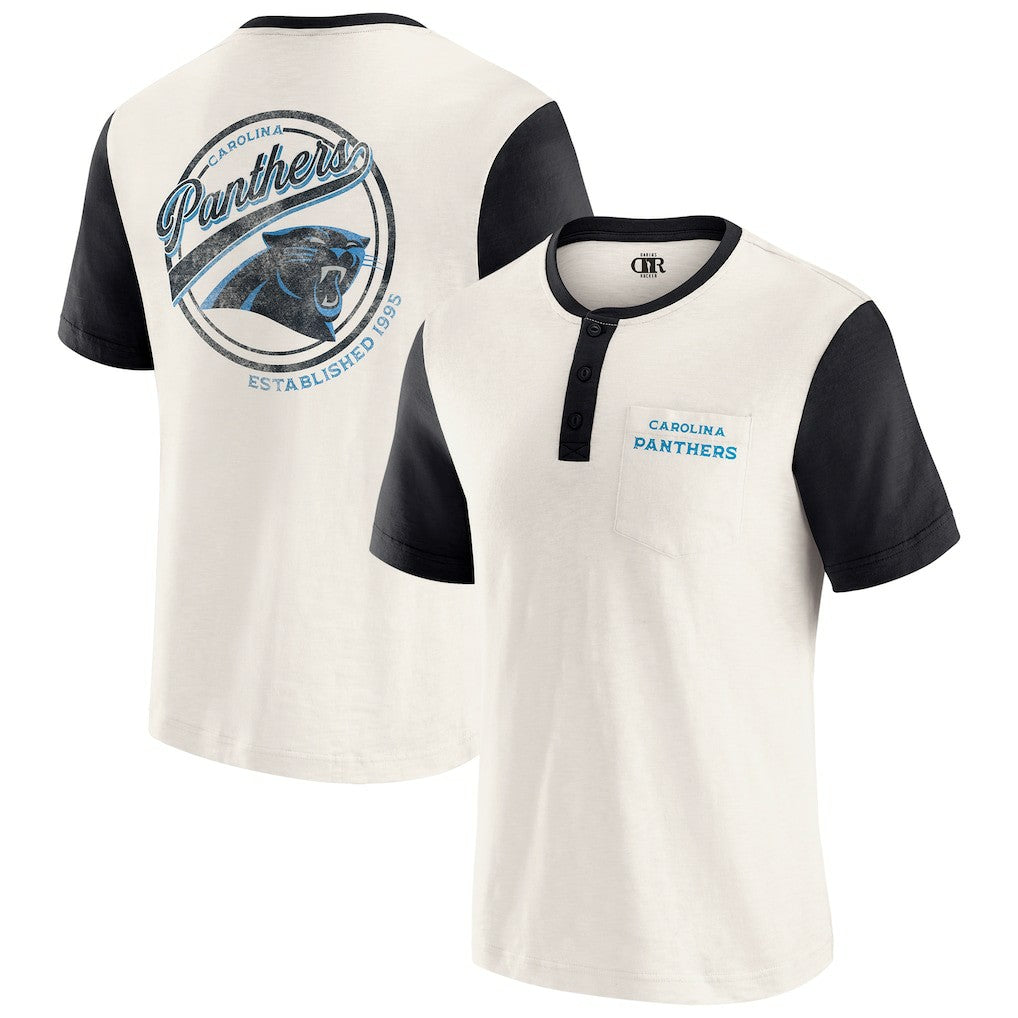 NFL Carolina Panthers Darius Rucker Collection Henley Colorblock Slub Pocket T-Shirt