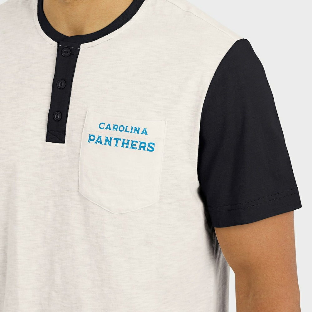 NFL Carolina Panthers Darius Rucker Collection Henley Colorblock Slub Pocket T-Shirt