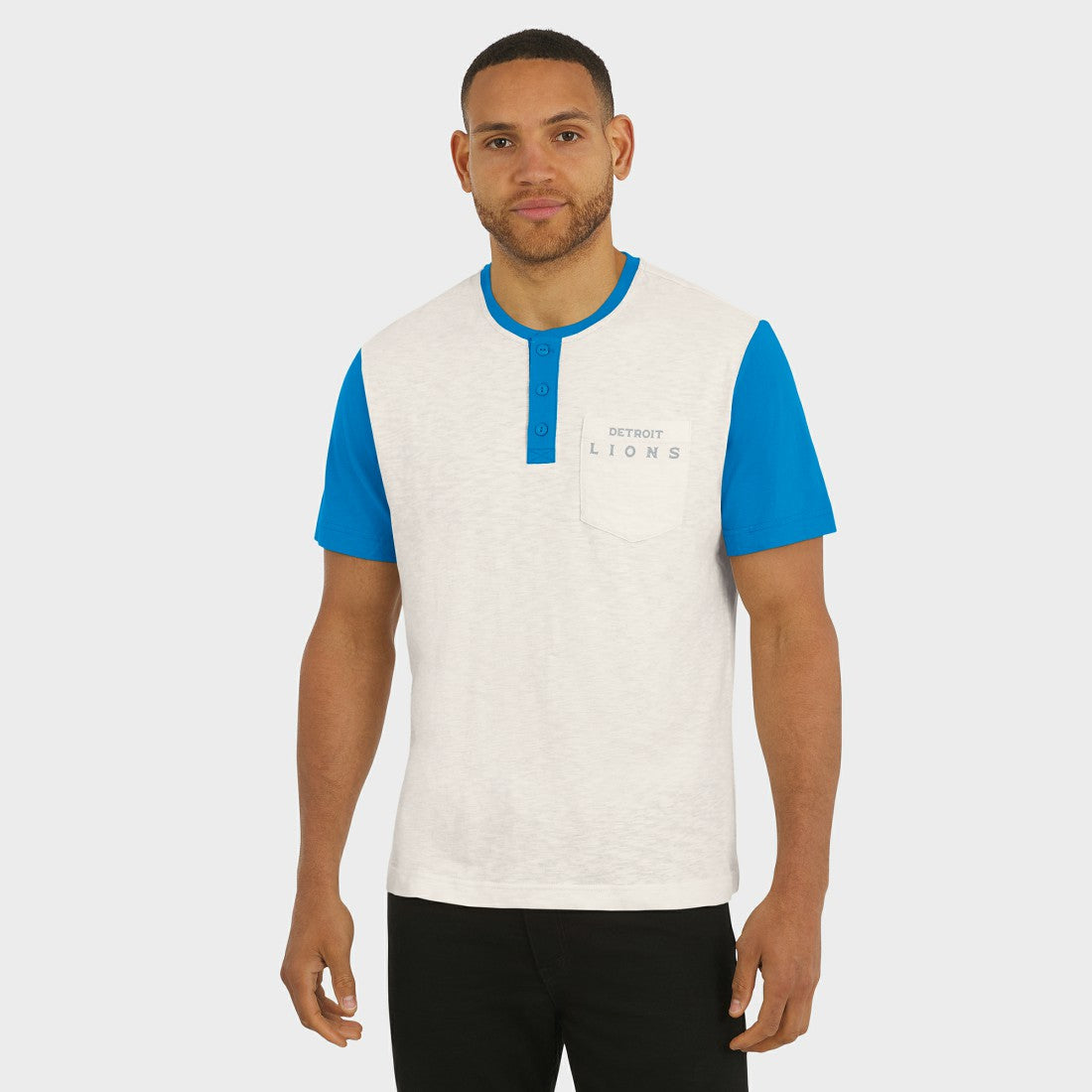 NFL Detroit Lions Darius Rucker Collection Henley Colorblock Slub Pocket T-Shirt