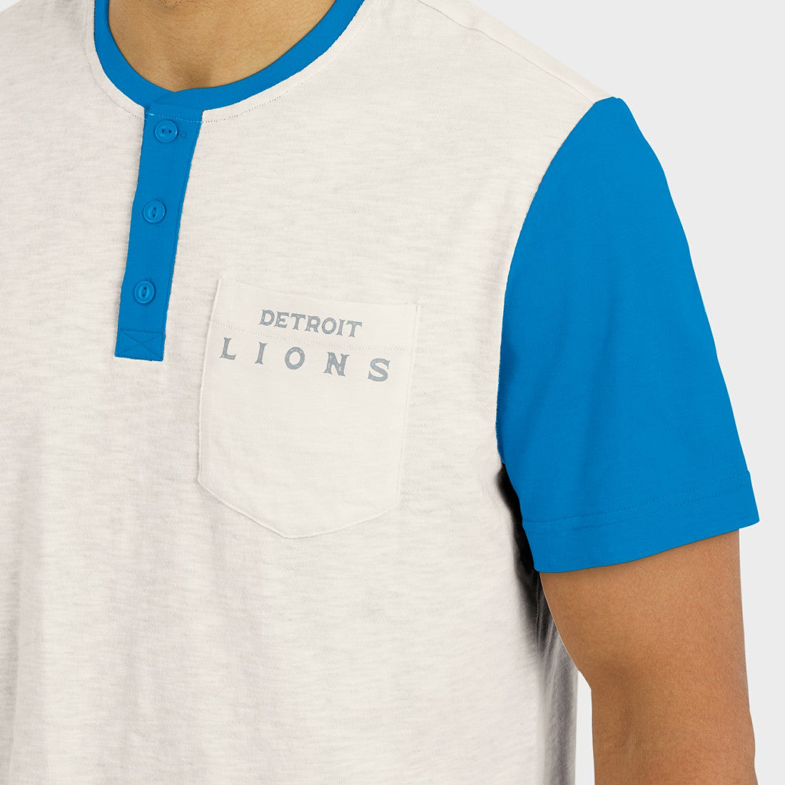 NFL Detroit Lions Darius Rucker Collection Henley Colorblock Slub Pocket T-Shirt