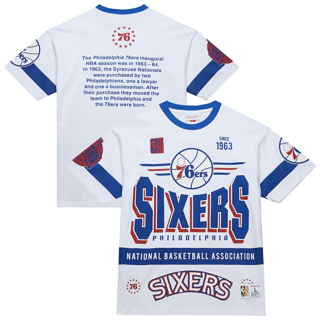 Philadelphia 76ers Unisex Hardwood Classics Vintage Team Origins Premium T-Shirt - White | Mitchell & Ness sale