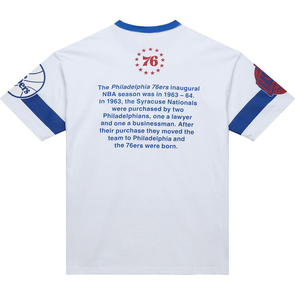 Philadelphia 76ers Unisex Hardwood Classics Vintage Team Origins Premium T-Shirt - White | Mitchell & Ness sale