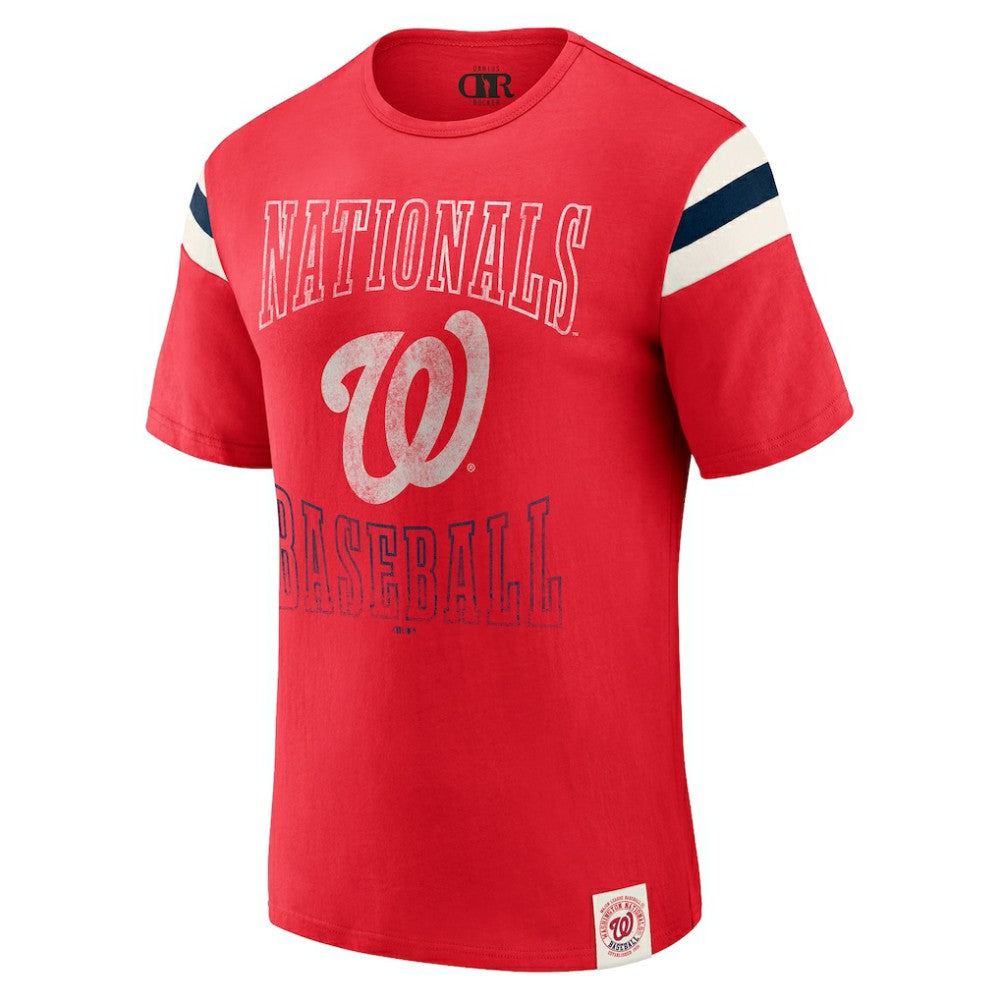 Washington Nationals Darius Rucker Collection Distressed Sleeve Stripe T-Shirt - Red