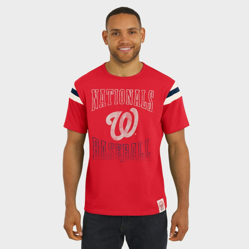 Washington Nationals Darius Rucker Collection Distressed Sleeve Stripe T-Shirt - Red