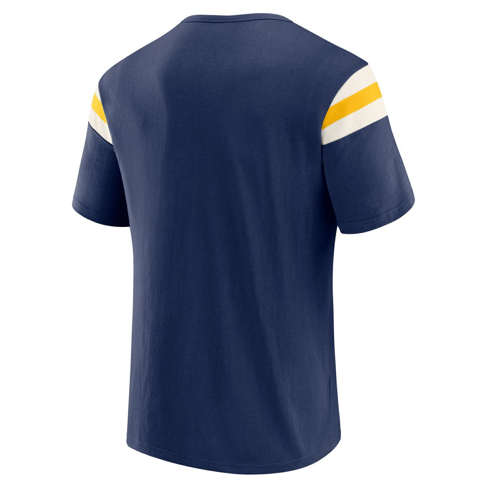 Milwaukee Brewers Darius Rucker Collection Distressed Sleeve Stripe T-Shirt - Navy