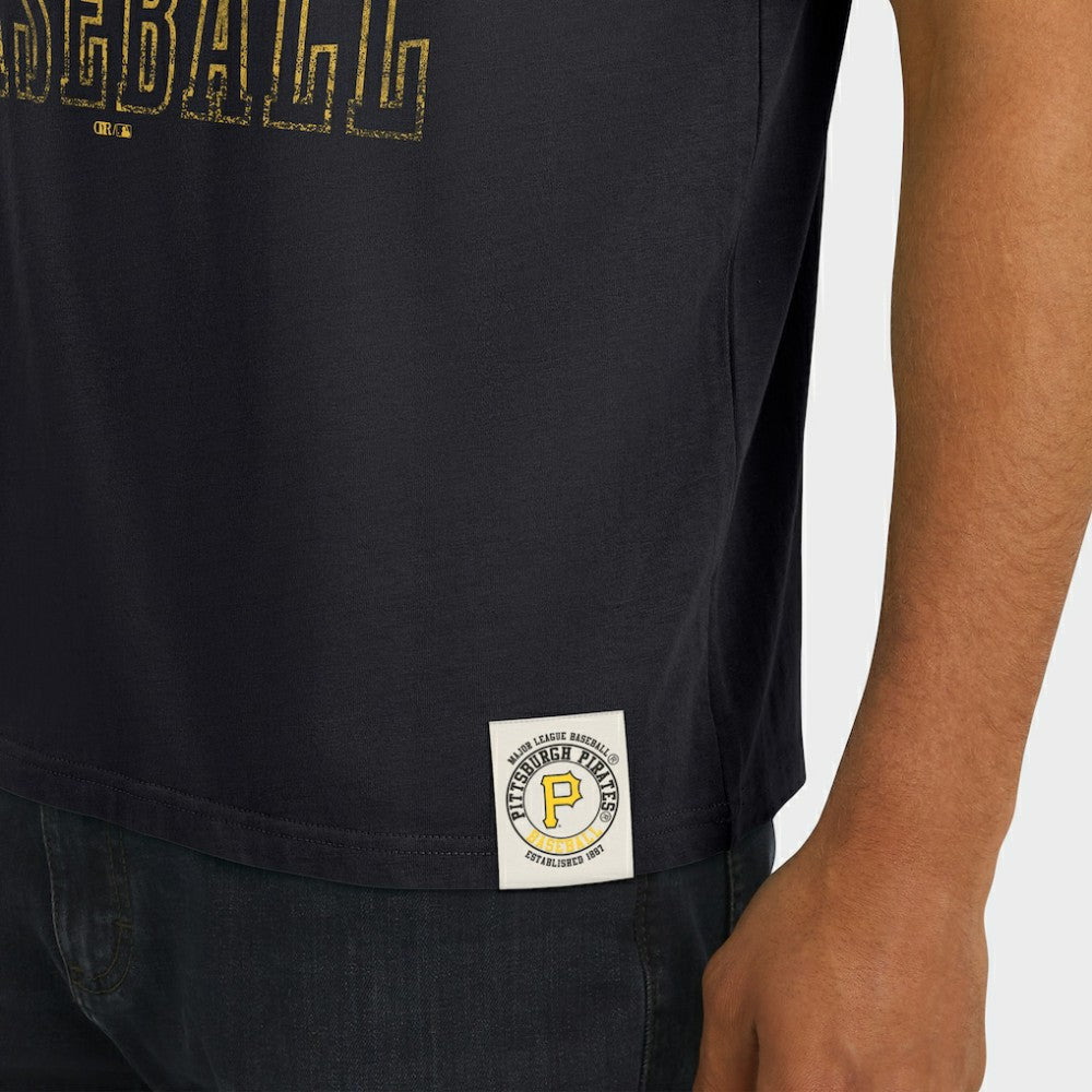 Pittsburgh Pirates Darius Rucker Collection Distressed Sleeve Stripe T-Shirt - Black