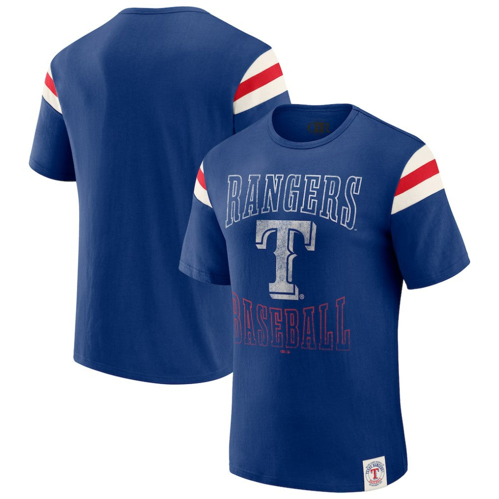 Texas Rangers Darius Rucker Collection Distressed Sleeve Stripe T-Shirt - Royal