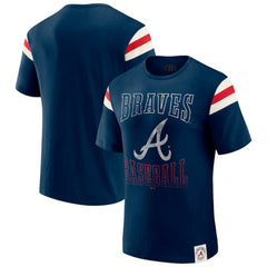 Atlanta Braves Darius Rucker Collection Distressed Sleeve Stripe T-Shirt - Navy