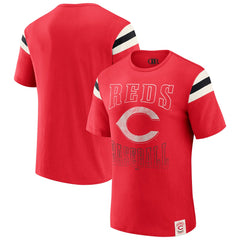 Cincinnati Reds Darius Rucker Collection Distressed Sleeve Stripe T-Shirt - Red