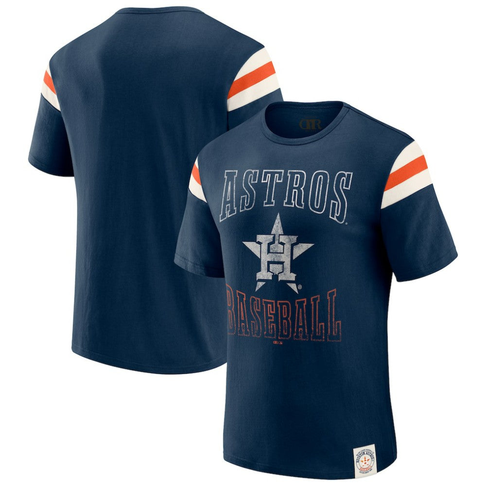 Houston Astros Darius Rucker Collection Distressed Sleeve Stripe T-Shirt - Navy