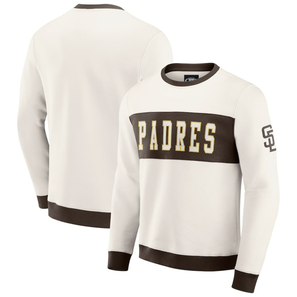 San Diego Padres Darius Rucker Collection Colorblock Crewneck Sweatshirt - Cream