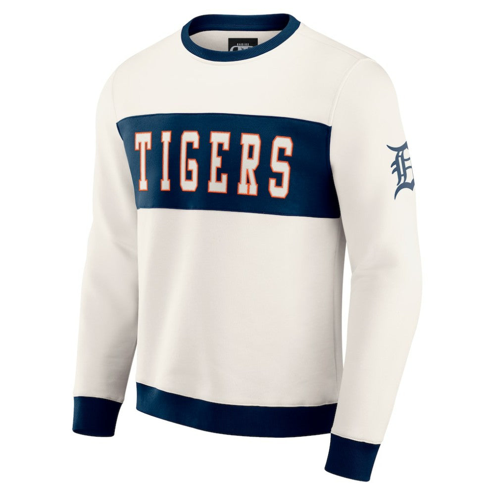 Detroit Tigers Darius Rucker Collection Colorblock Crewneck Sweatshirt - Cream