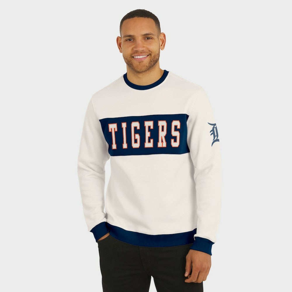 Detroit Tigers Darius Rucker Collection Colorblock Crewneck Sweatshirt - Cream