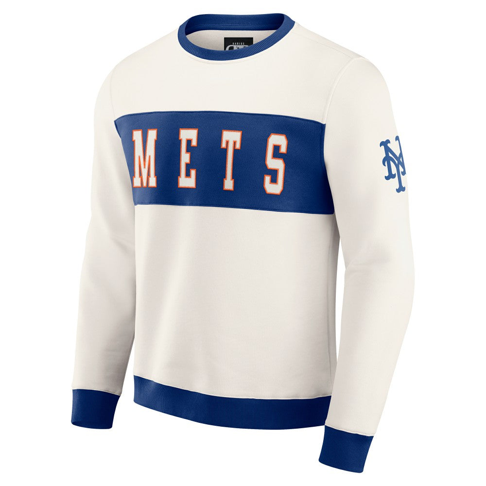 New York Mets Darius Rucker Collection Colorblock Crewneck Sweatshirt - Cream