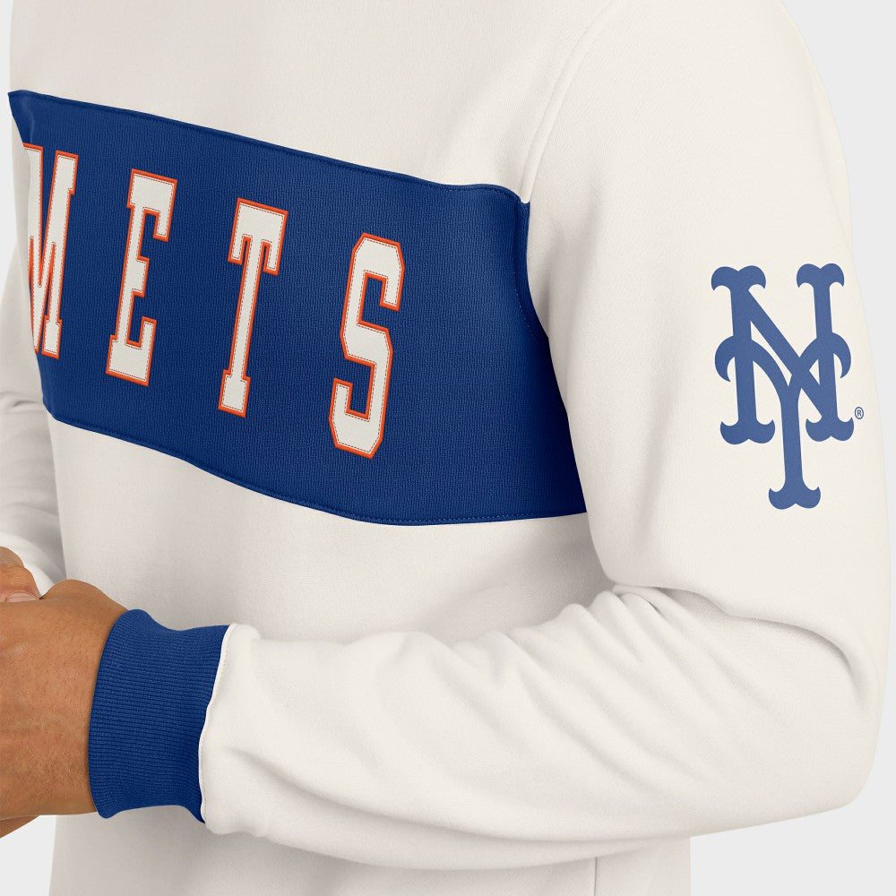 New York Mets Darius Rucker Collection Colorblock Crewneck Sweatshirt - Cream
