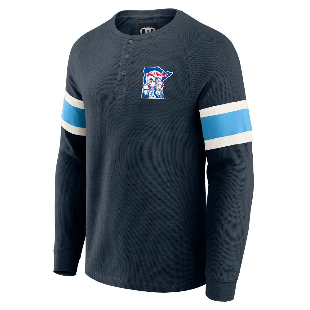 Minnesota Twins Darius Rucker Collection Waffle-Knit Raglan Long Sleeve Henley T-Shirt - Navy
