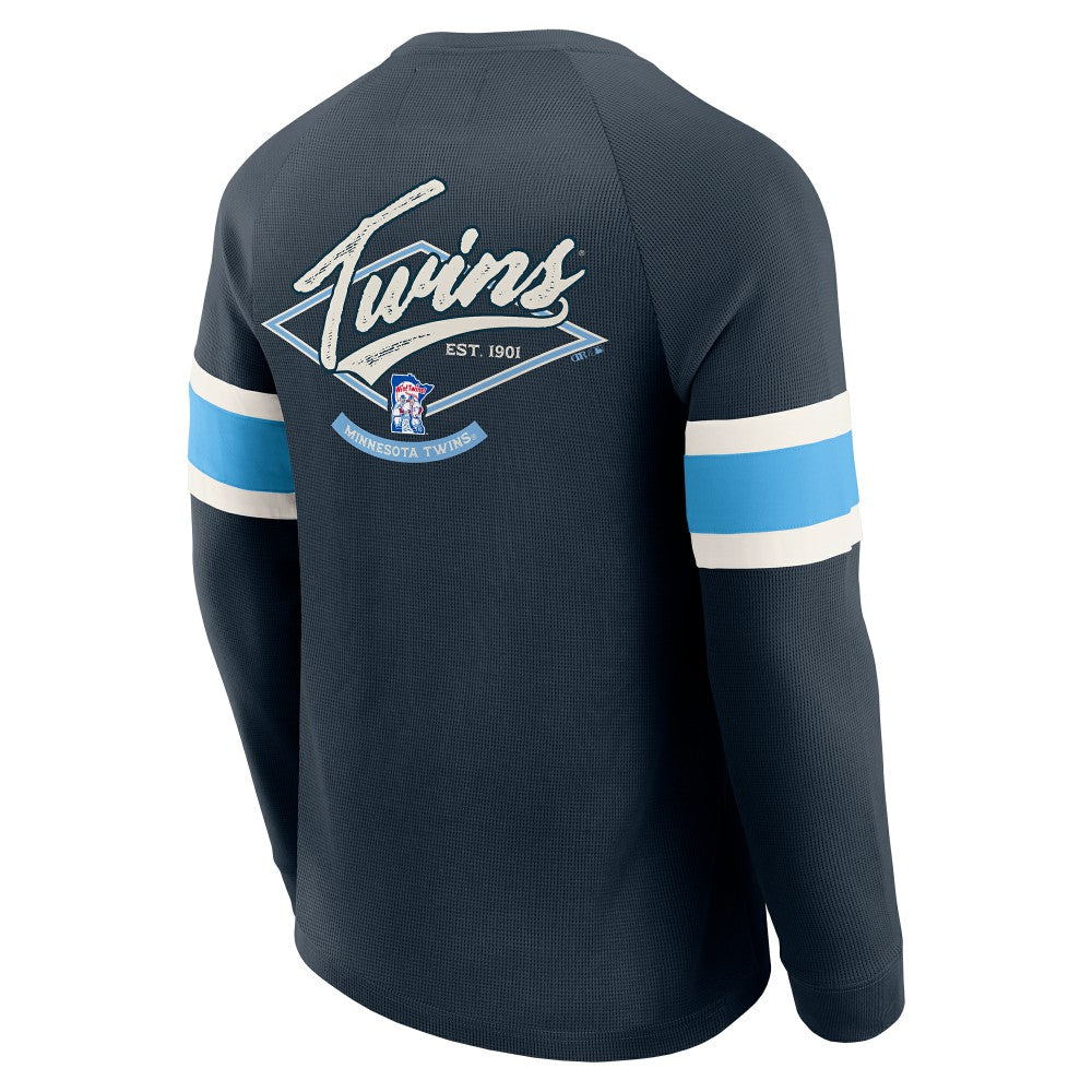 Minnesota Twins Darius Rucker Collection Waffle-Knit Raglan Long Sleeve Henley T-Shirt - Navy