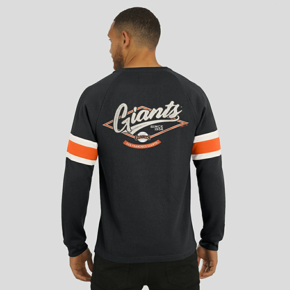 San Francisco Giants Darius Rucker Collection Waffle-Knit Raglan Long Sleeve Henley T-Shirt - Black