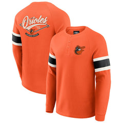 Baltimore Orioles Darius Rucker Collection Waffle-Knit Raglan Long Sleeve Henley T-Shirt - Orange
