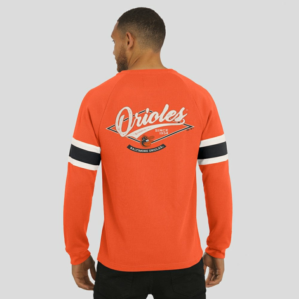 Baltimore Orioles Darius Rucker Collection Waffle-Knit Raglan Long Sleeve Henley T-Shirt - Orange