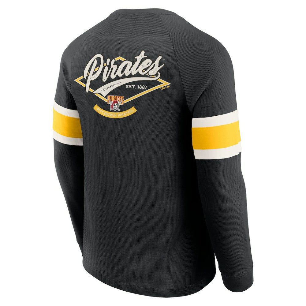 Pittsburgh Pirates Darius Rucker Collection Waffle-Knit Raglan Long Sleeve Henley T-Shirt - Black