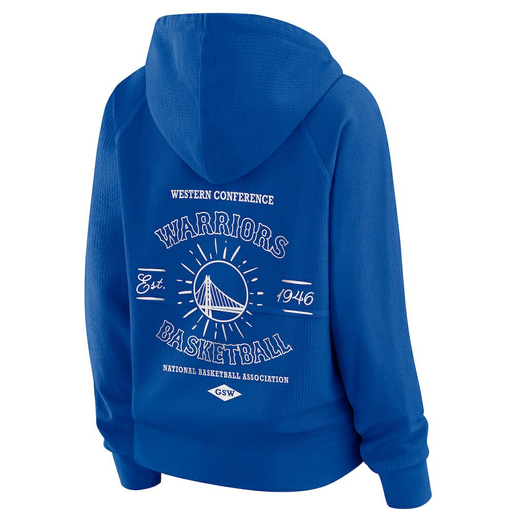 Golden State Warriors WEAR by Erin Andrews Women's Vintage Full-Zip Raglan Hoodie sale - Blue cheap