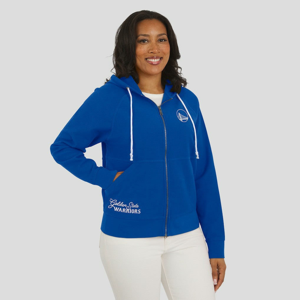 Golden State Warriors WEAR by Erin Andrews Women's Vintage Full-Zip Raglan Hoodie sale - Blue cheap