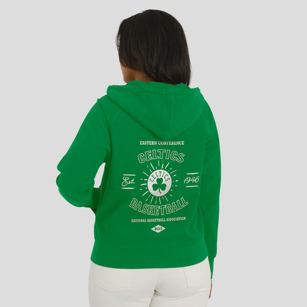 Boston Celtics WEAR by Erin Andrews Women's Vintage Full-Zip Raglan Hoodie - Green on sale