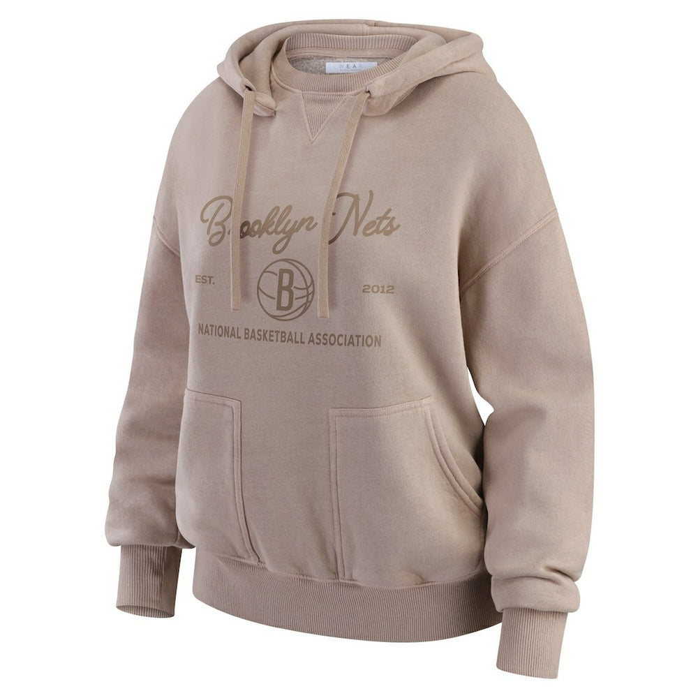 Brooklyn Nets WEAR by Erin Andrews Women's Washed Pullover Crewdie - Tan outlet