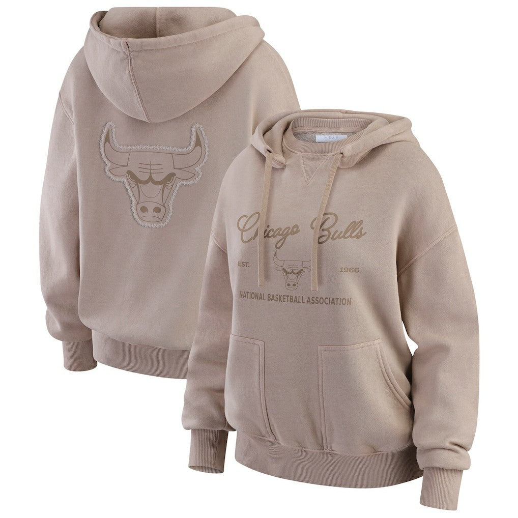 Chicago Bulls WEAR by Erin Andrews Women's Washed Pullover Crewdie - Tan sale