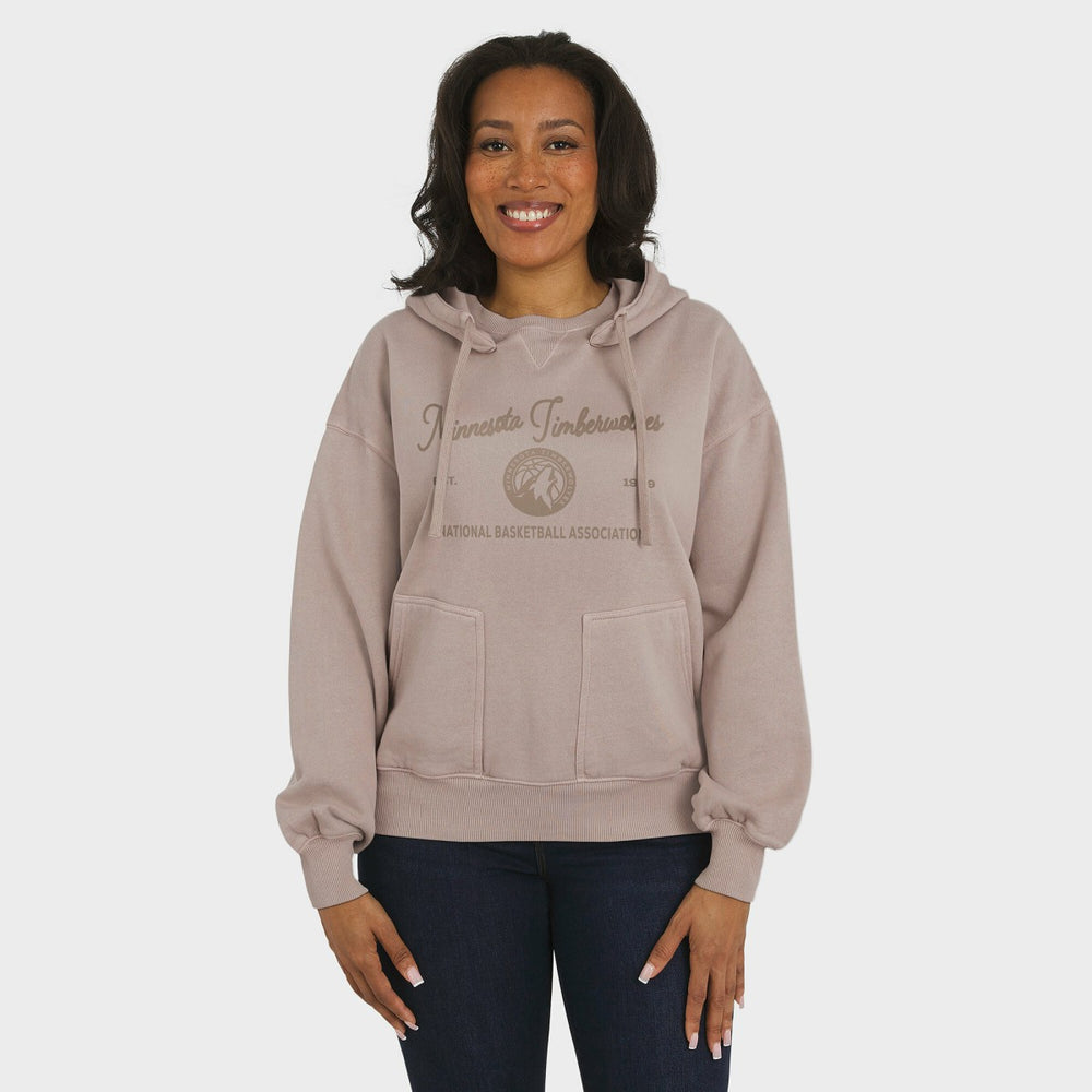 Minnesota Timberwolves WEAR by Erin Andrews Women's Washed Pullover Crewdie - Tan on sale