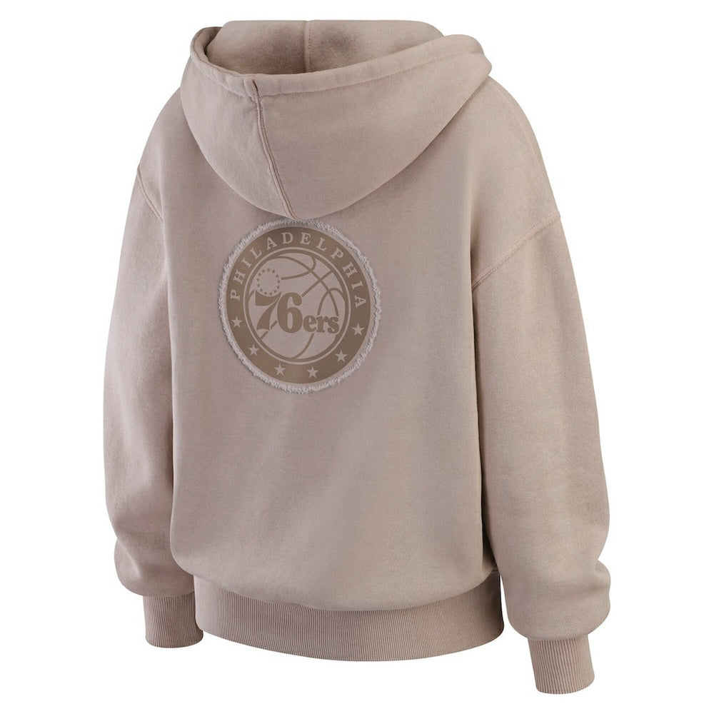 Philadelphia 76ers WEAR by Erin Andrews Women's Washed Pullover Crewdie - Tan shop