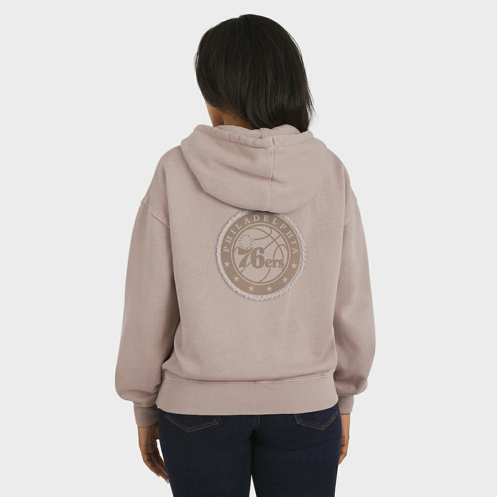 Philadelphia 76ers WEAR by Erin Andrews Women's Washed Pullover Crewdie - Tan shop