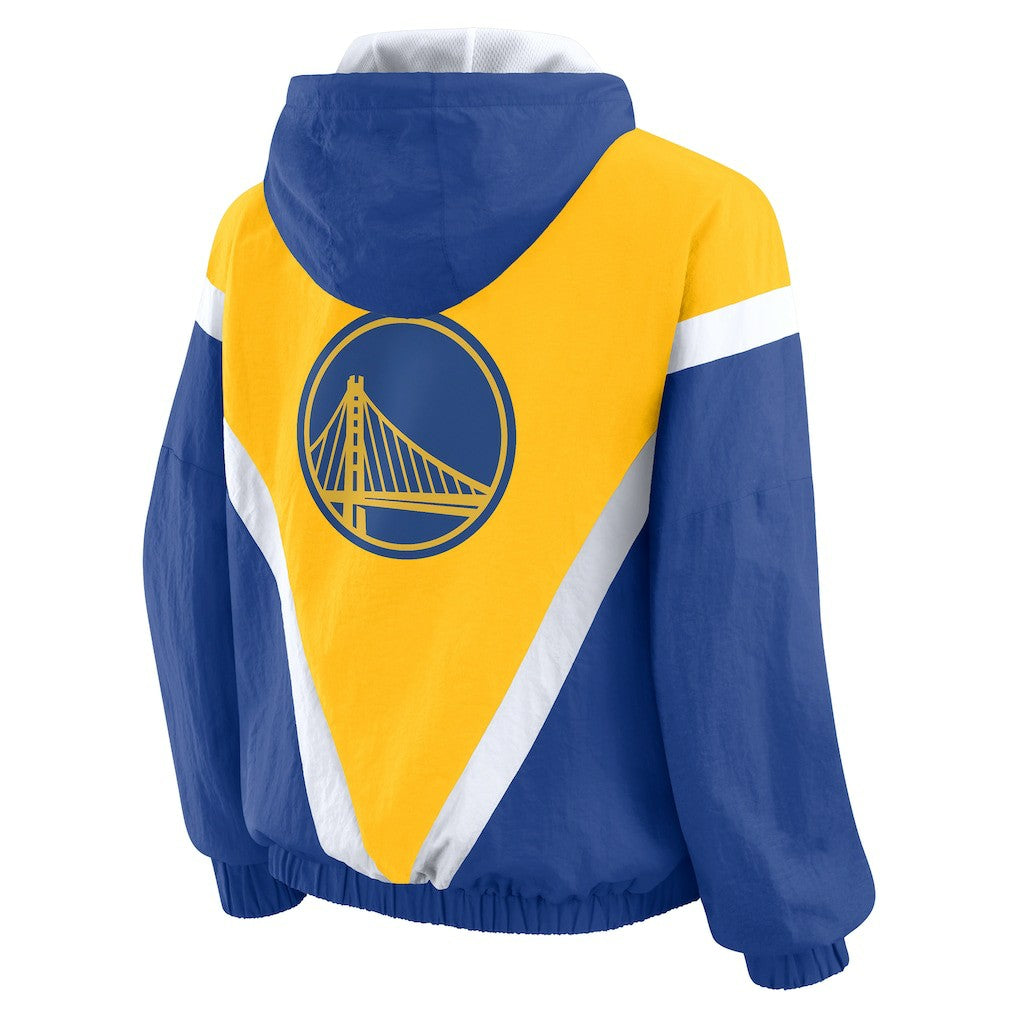 Golden State Warriors WEAR by Erin Andrews Women's Colorblock Full-Zip Hoodie Windbreaker Jacket sale - Gold/Royal sale