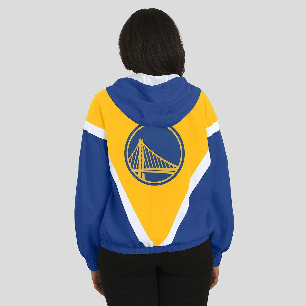 Golden State Warriors WEAR by Erin Andrews Women's Colorblock Full-Zip Hoodie Windbreaker Jacket sale - Gold/Royal sale