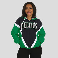 Boston Celtics WEAR by Erin Andrews Women's Colorblock Full-Zip Hoodie Windbreaker Jacket - Black/Kelly Green on sale
